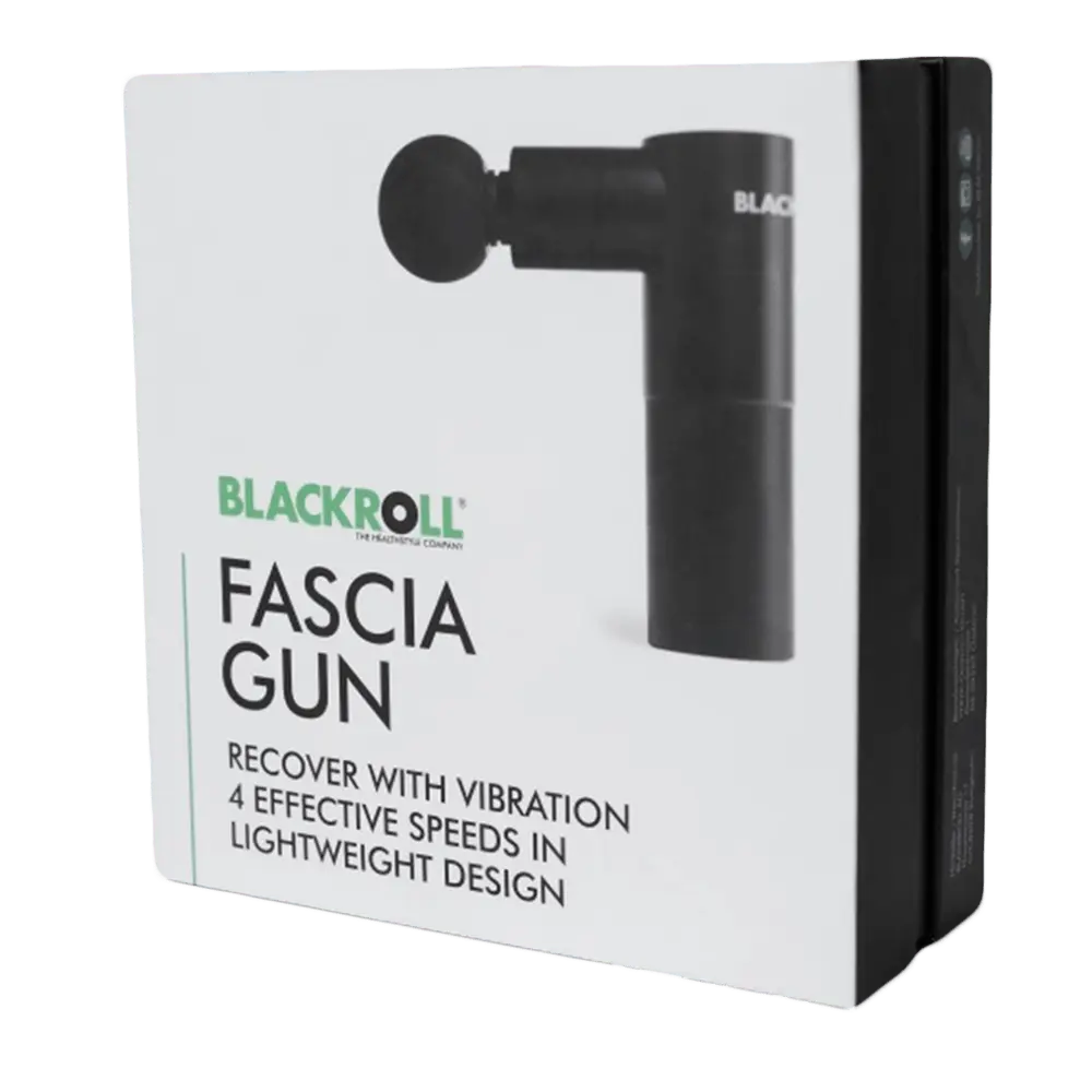 Pistolet de massage Blackroll Fascia Gun, conçu pour soulager les tensions musculaires et améliorer la mobilité.