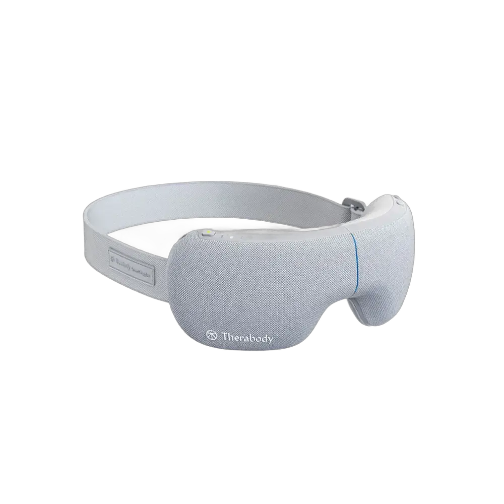 Masque de massage Smart Google Therabody, conçu pour offrir une relaxation profonde et apaiser les tensions faciales.
